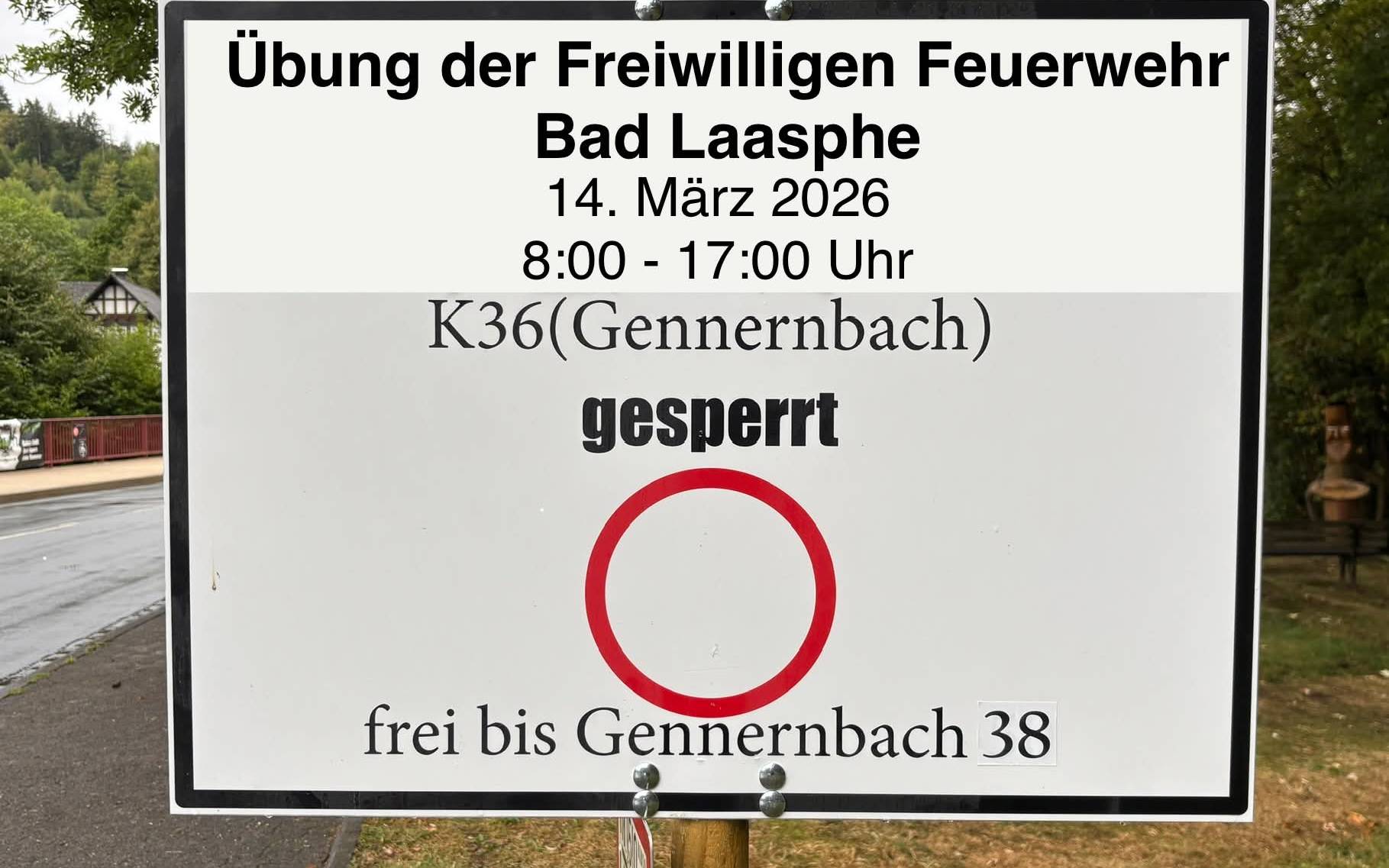 Vollsperrung der K 36 bei Bad Laasphe am Samstag