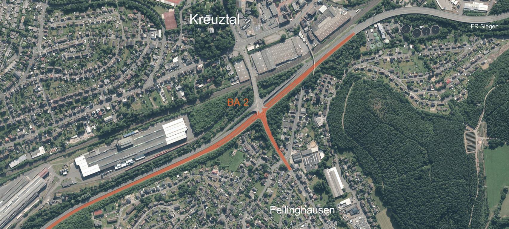 Seitenwechsel bei Baustelle in der Kreuztaler Stadtmitte
