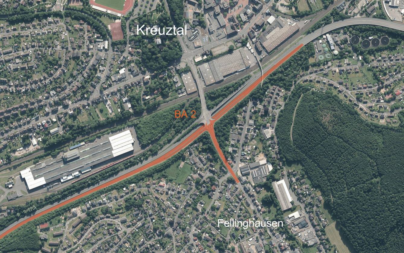 Seitenwechsel bei Baustelle in der Kreuztaler Stadtmitte